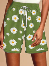 Cross-border Daisy Print Wide-leg Shorts Women