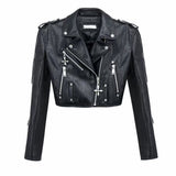 Studded Cross Faux Cropped Leather Jacket
