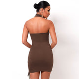 Cross Halter Back And Navel Sexy Dress
