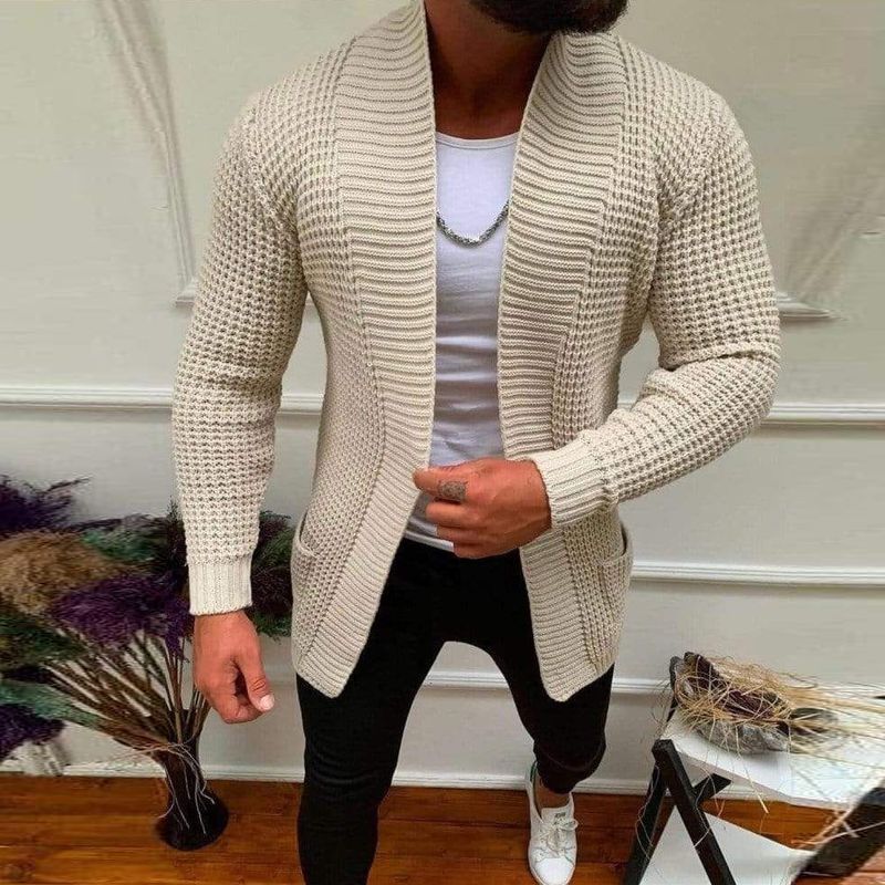 Striped Casual Knitted Cardigan sweater Jacket Men