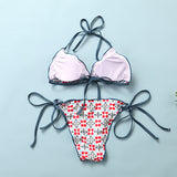 Comfortable Lining Small Floral Triangle Swimsuit Women