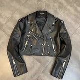 Studded Cross Faux Cropped Leather Jacket