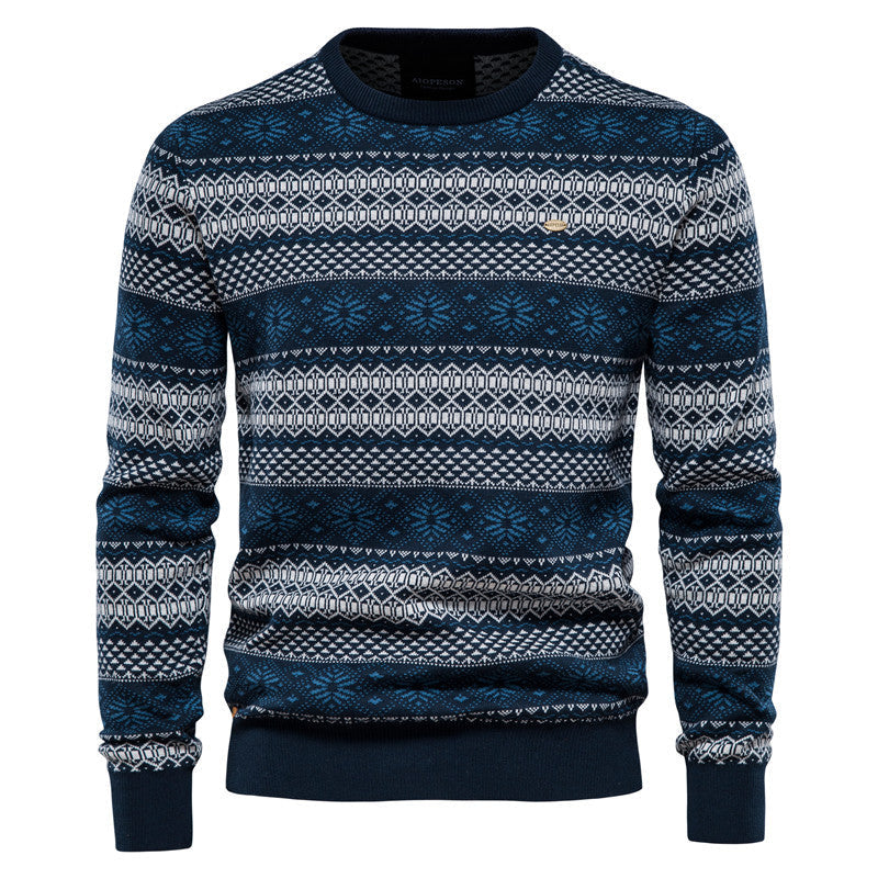 Business Casual Round Neck Men's Knitted Sweater