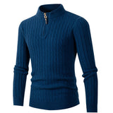 Men's Long Sleeve Twist Half High Neck Zipper Knit