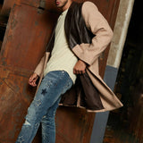 New Men's Mosaic Leather Fashion Windbreaker trench coat