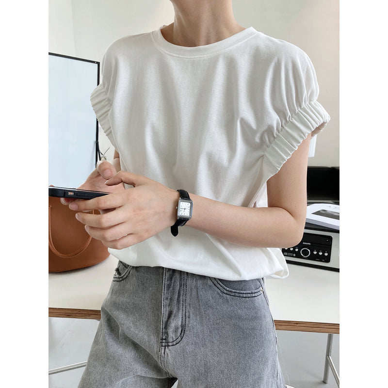Sleeves And Pleated T-shirts women