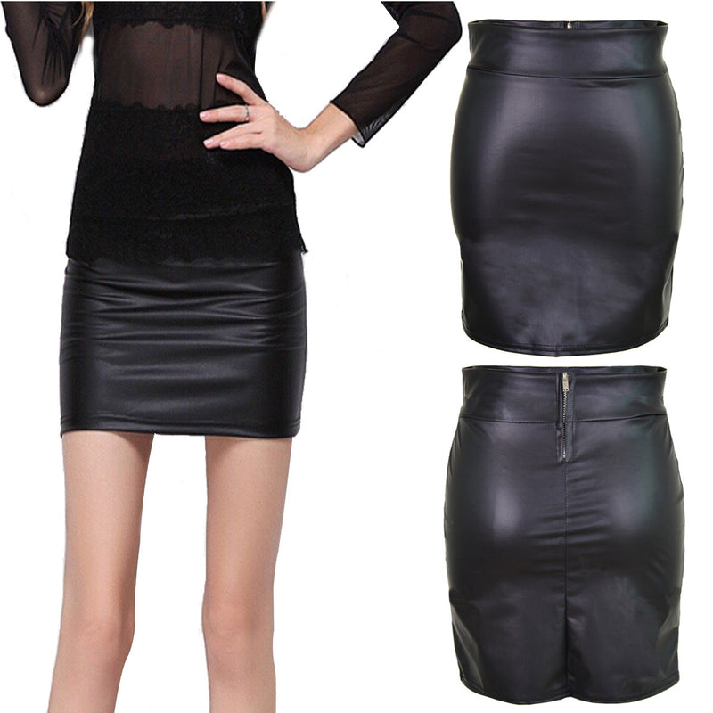 Bag Hip Bust Faux Leather Skirt