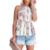 Summer Halterneck Print Vest Shirt Women's Top
