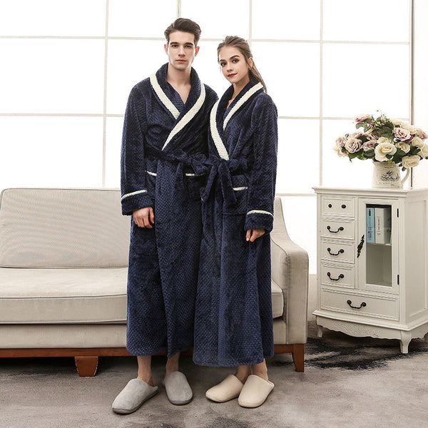 men & Women Pajamas Couple Gown Bathrobe Winter Robe loungewear