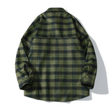 Hooded Plaid Shirt Men's Loose Casual Jacket