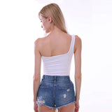 Summer Sexy One-shoulder Vest Crop Top Sleeveless T-Shirt Tank Tops Women Clothing